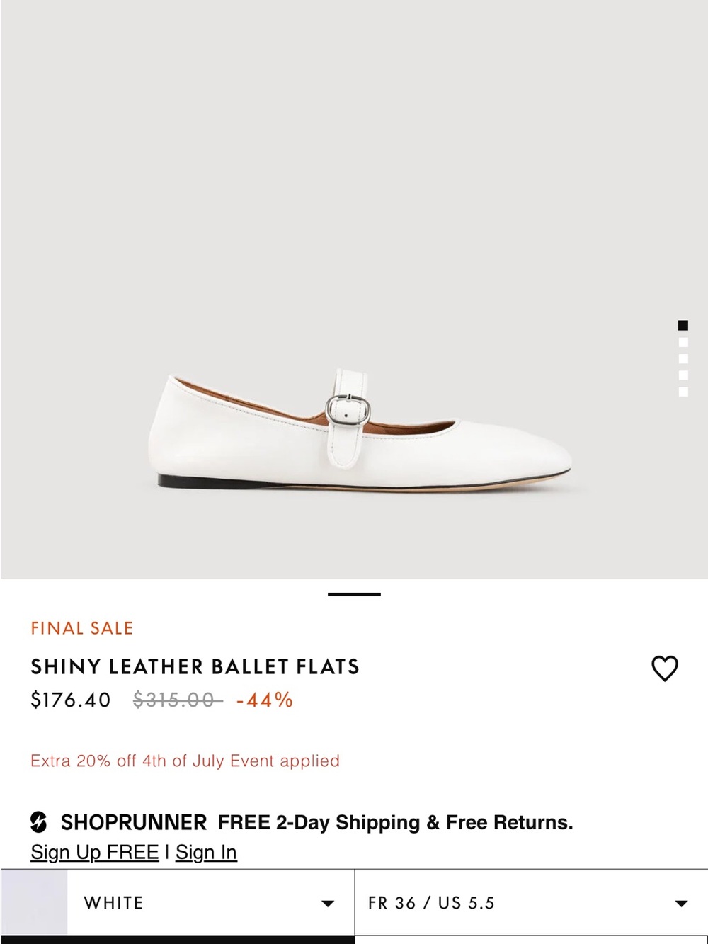 Sandro White Leather Mary Jane Ballet Flats - Picture 5 of 5